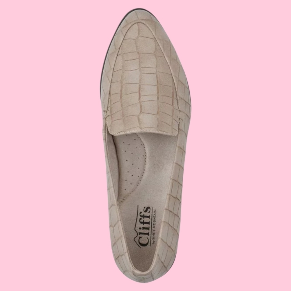 Cliffs by White Mountain BEIGE Flats Size 7.5 CROC pattern LOAFERS NEW - Picture 3 of 9
